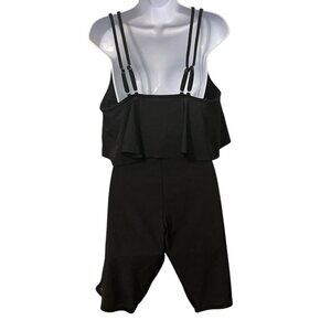 Womens 2 Piece Tankini Swimsuit Size 2XL Black Shorts Lace Built In Bra